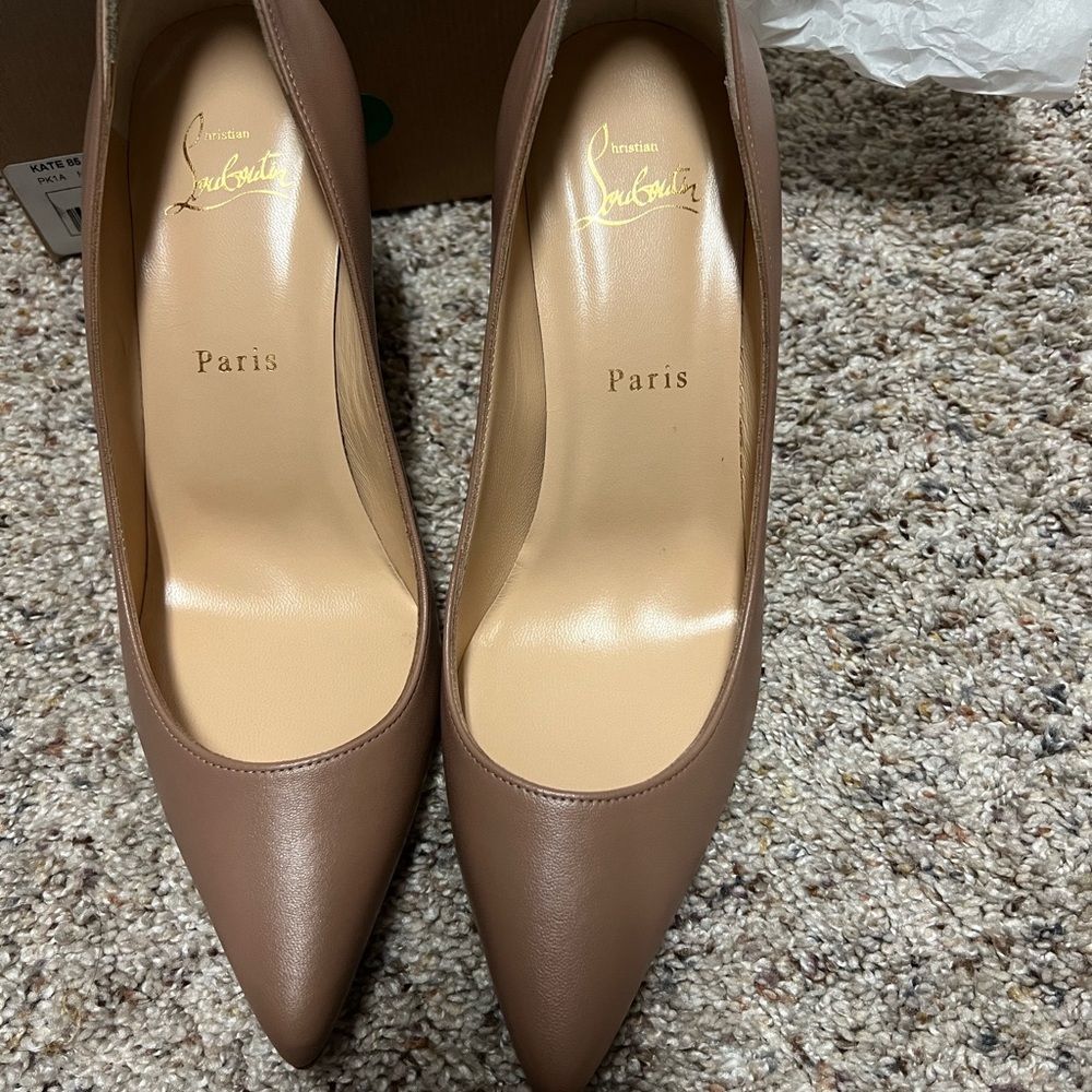 Christian Louboutin Nude Kate 85mm pump.